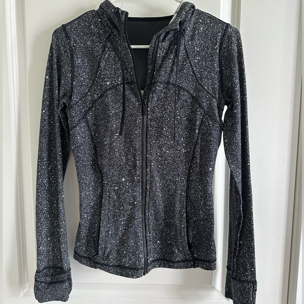 Lululemon Black and White Speckled Hooded Define Jacket